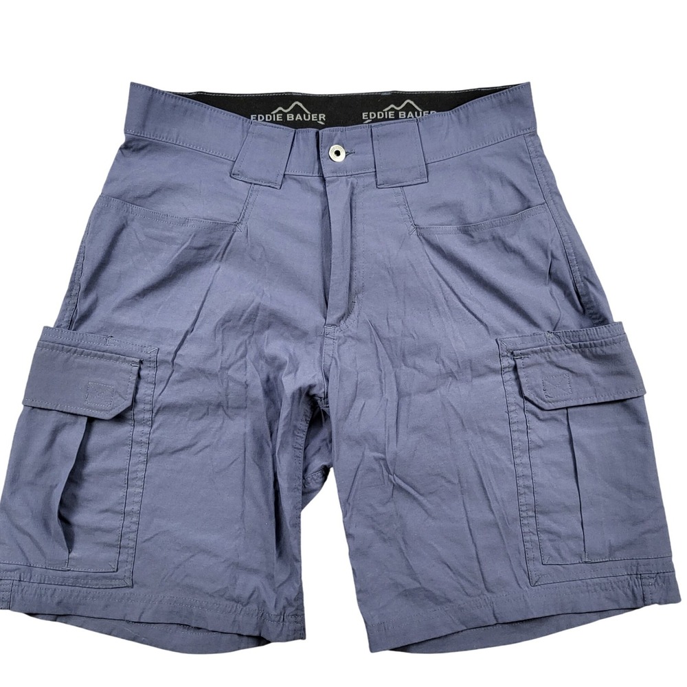 Eddie Bauer Mens Cargo Hiking Shorts Blue Gray Stretch Tactical Gorpcore Size 32